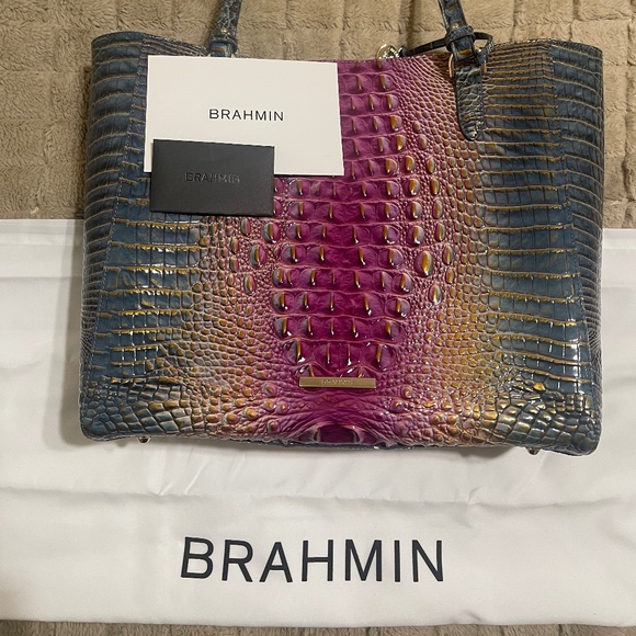 Brahmin April Ombre Melbourne Extra-Large Leather Tote - Violet Quartz - Picture 1 of 4